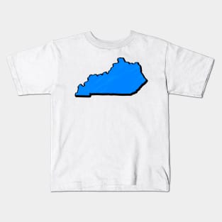 Bright Blue Kentucky Outline Kids T-Shirt